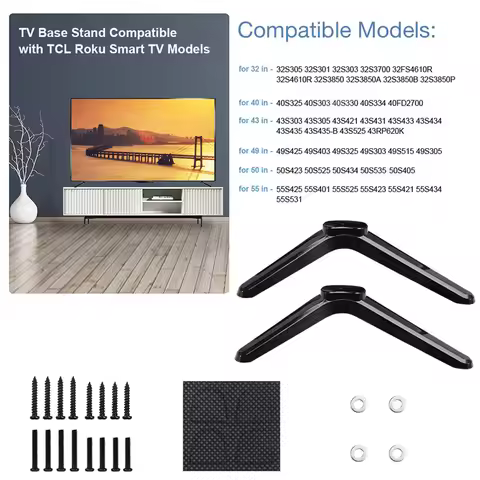 High Quality-Base Stand For TCL Smart TV - 32In 40In 43In 49In 50In 55In 32S305 32S301 32S303 32S4610R 32S3850 32S3850A With Scr