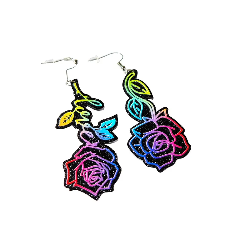 Valentine's Day Laser Cut Floral Flower Rose love xoxo be mine Glowforge Earrings