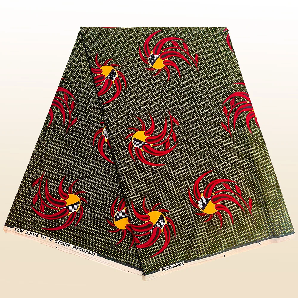 6ヤードのアンカラワックス生地、2025年高品質アフリカワックスプリント生地、アフリカ産本物のワックス保証