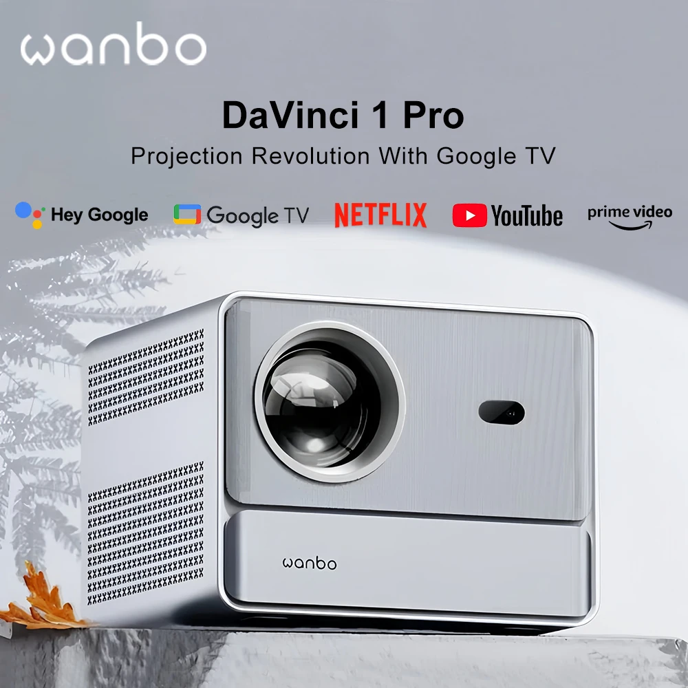 Wanbo DaVinci 1 Pro Projector Home Theater Support 4K Smart TV Full HD Beam Wifi Android TV 11 Netfliex Google Voice Control