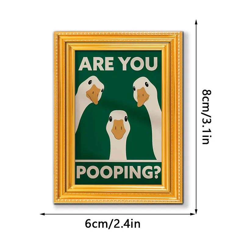 Novelty Goofy Goose Fridge Magnets, Golden Wooden Frame Magnetic Sticker, Funny Decor for Kitchen Cabinet Locker - view 2