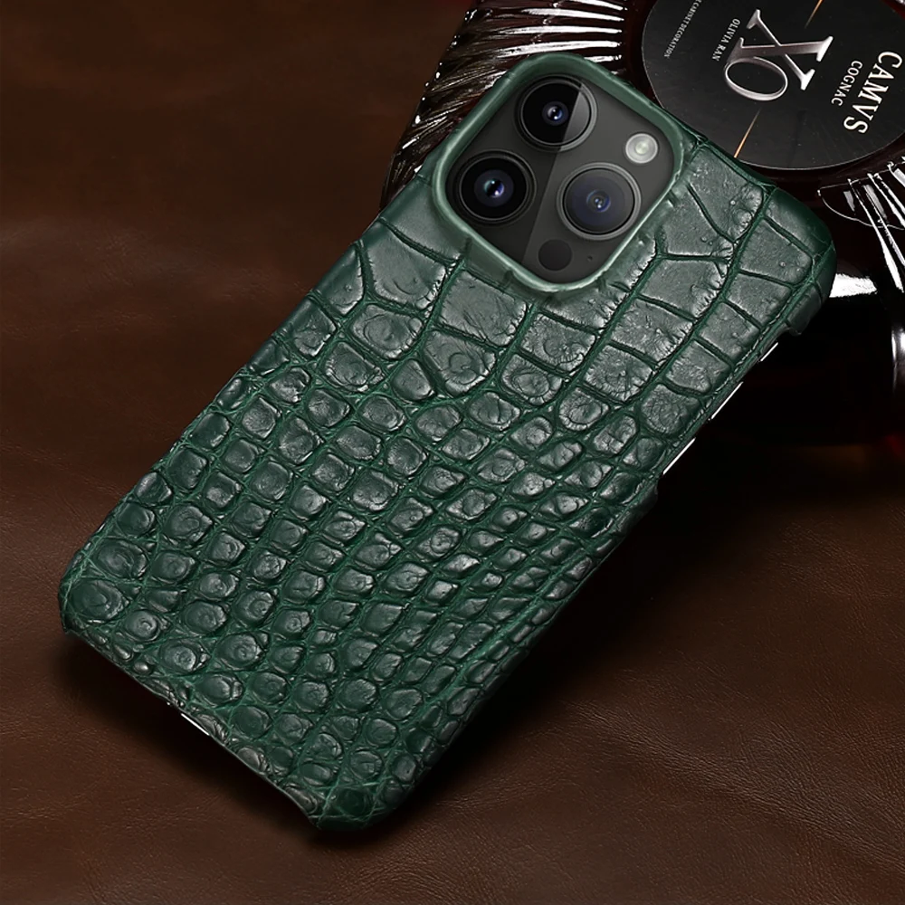

LANGSIDI Brand Original Crocodile Real Leather Cases for iPhone 16 15 Pro Max 12 13 14 pro max Genuine Leather Fundas Back Bover