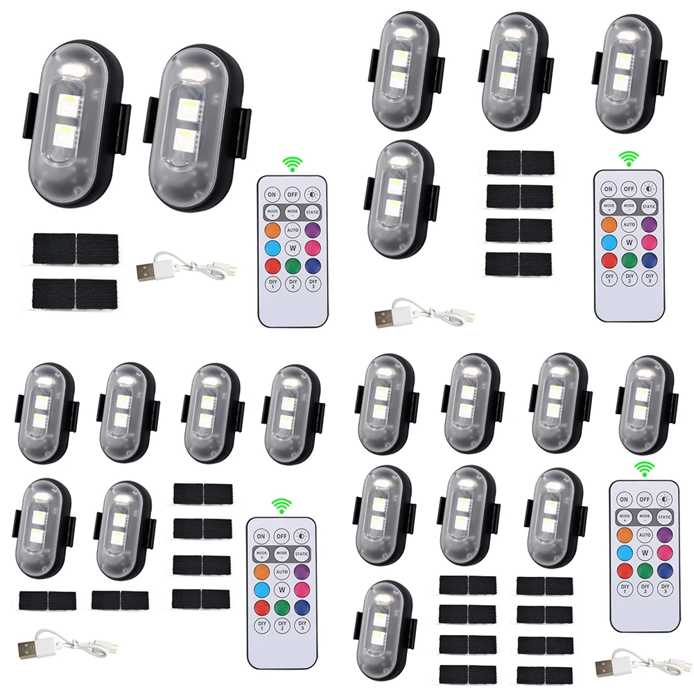 Wireless LED Strobe Lights Rechargeable Wireless Rock Lights Car Decor Atmosphere Light for Car Motorcycle Drone Aircraft Bike