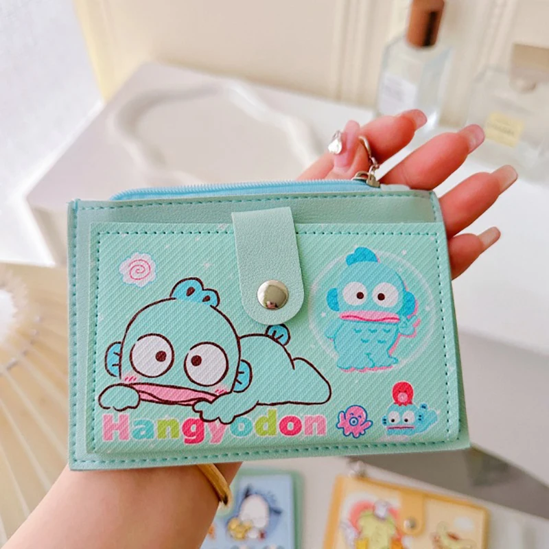 Cartoon Cute Sanrio Hello Kitty Kuromi Multifunctional Card Holder Coin Purse Kawaii Cinnamoroll Student Wallet Gift