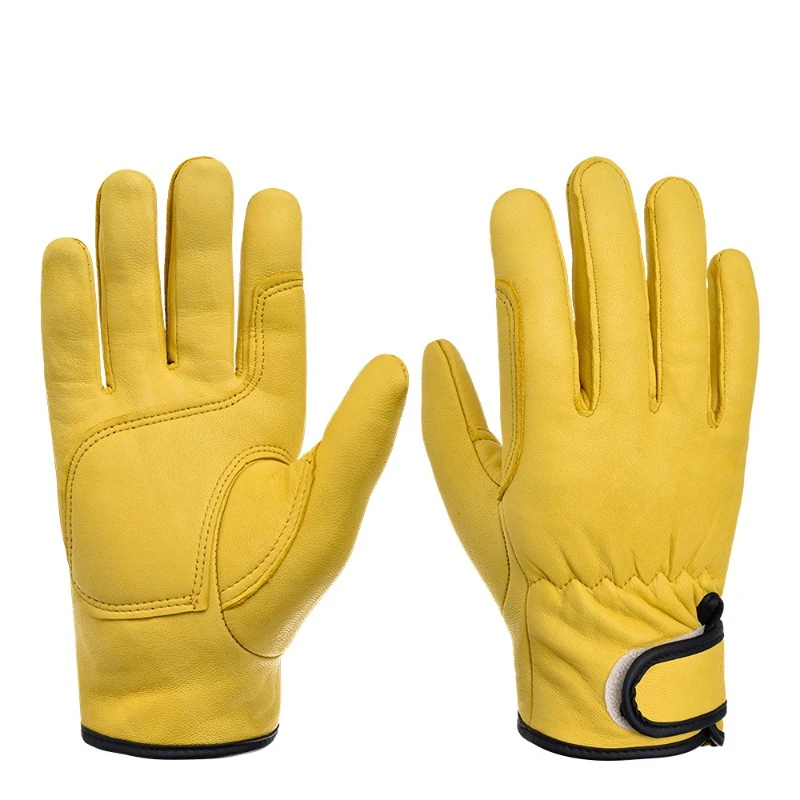 Guantes de trabajo de piel de oveja para trabajadores, trabajo de soldadura, protección de seguridad, deportes de jardín, guantes resistentes al