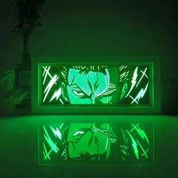 One Pieces Zoro Series Paper Cut Shadow Box Light Halloween Remote control model multiple colors Gamer Bedroom