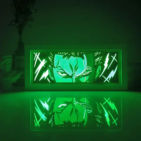 원피스 Zoro 시리즈 종이 컷 섀도우 박스 라이트 할로윈 원격 제어 모델 여러 색상 게이머 침실 원피스 Zoro 시리즈 종이 컷 섀도우 박스 라이트 할로윈 원격 제어 모델 여러 색상 게이머 침실