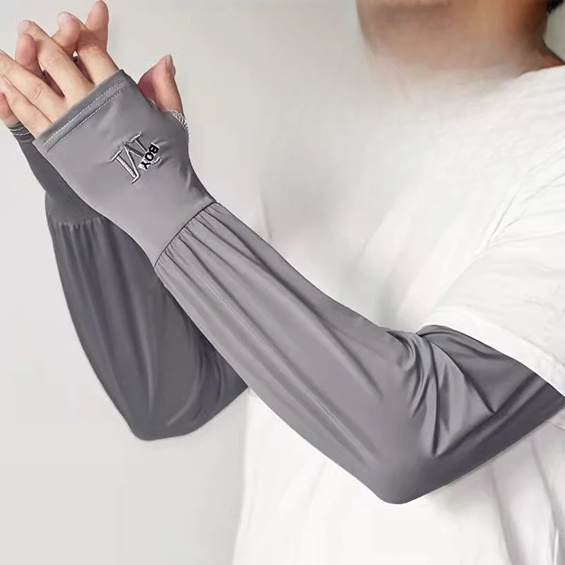

Thin Ice Silk Arm Sleeves Big Size 1Pair Loose Fit Breathable Cooling UV Protection Summer Cycling Driving Outdoor Non Slip Soft