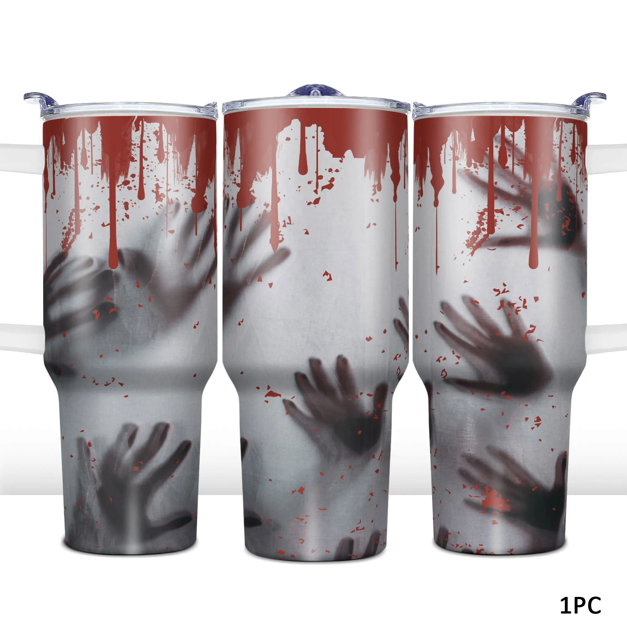 

1pc, 40 oz Halloween Gifts Tumbler With Lid, Halloween Gifts, Palm Print Funny Print 40oz Stainless Steel Water Bottle, Christma