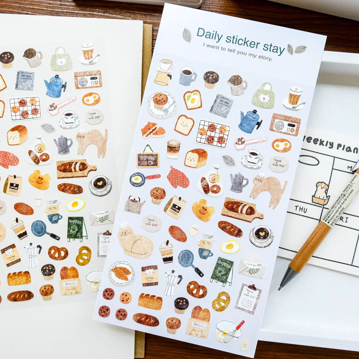 

Korean BONITO Bread House Coffee Paper Stickers Scrapbooking Diy Journal Diary Cute Stationery School Sticker Gift
