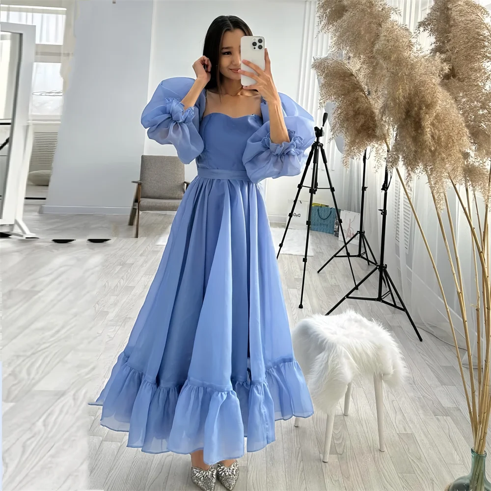 

Customized Dearin Square Collar A-line Ankle Length Skirts Draped Tulle Bespoke Occasion Dresses Evening Dres