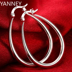 New 925 Sterling Silver 41MM Smooth Circle Big Hoop Earrings For Women Fashion Party Wedding Accessories Jewelry Christmas Gifts