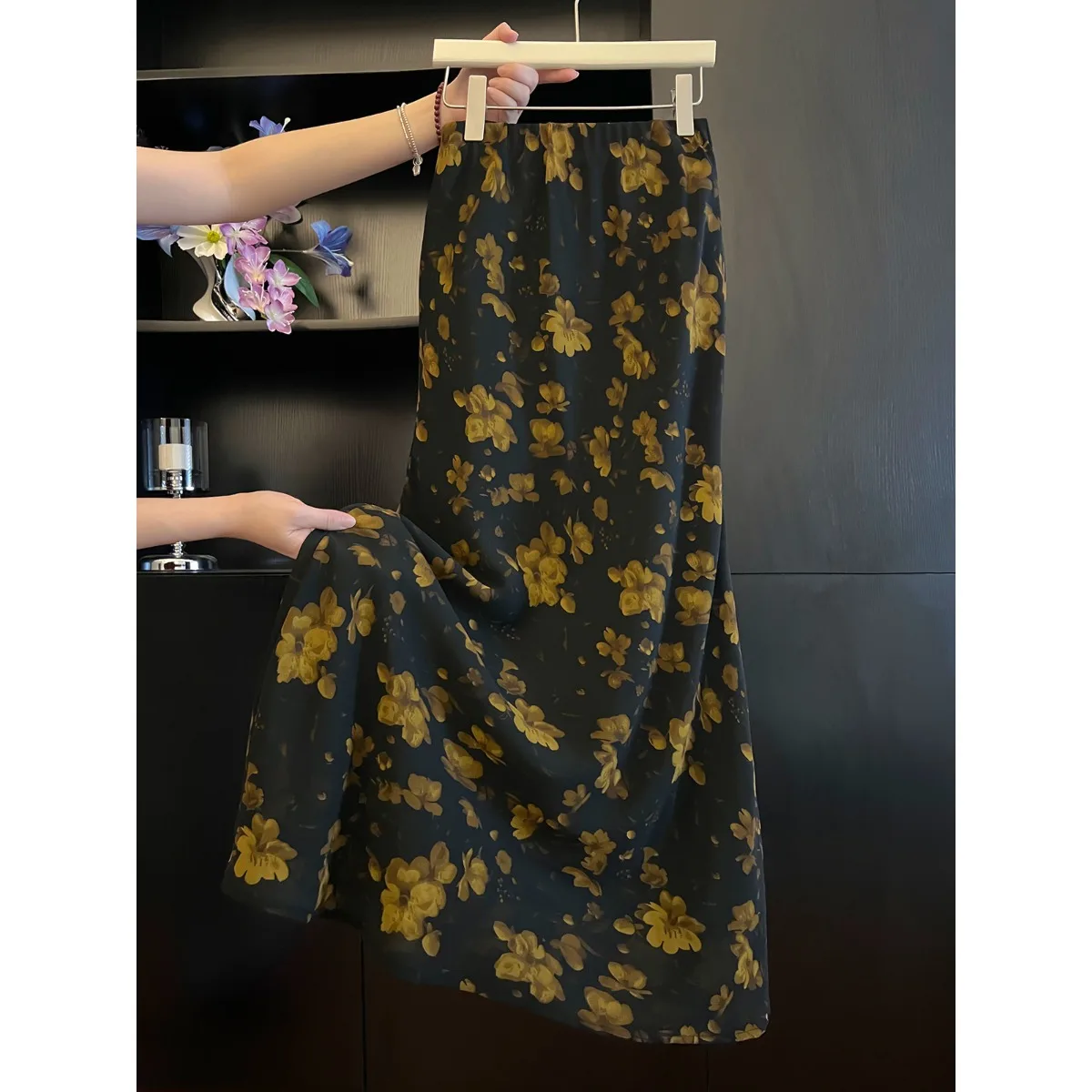 

Новое женское платье в отпускном стиле с цветочным принтом, на бретельках, с завышенной талией, длинная юбка-рыбий хвост, кокетливое и женственное, весна-лето