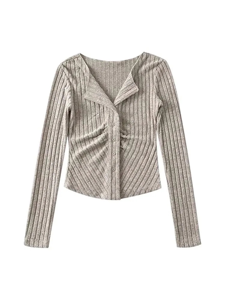 

Long Sleeve Shirts Womens Chiffon Blouse Ruffled Slim Fit Romantic Lace-Up Feminine Sweet Korean Style Youthful Outfit