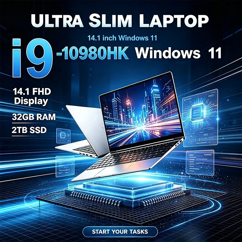 14.1 Inch High Refresh Rate Laptop Intel I9-10980HK 120Hz IPS Screen 32GB RAM 2TB SSD Long Battery Life Backlit Keyboard