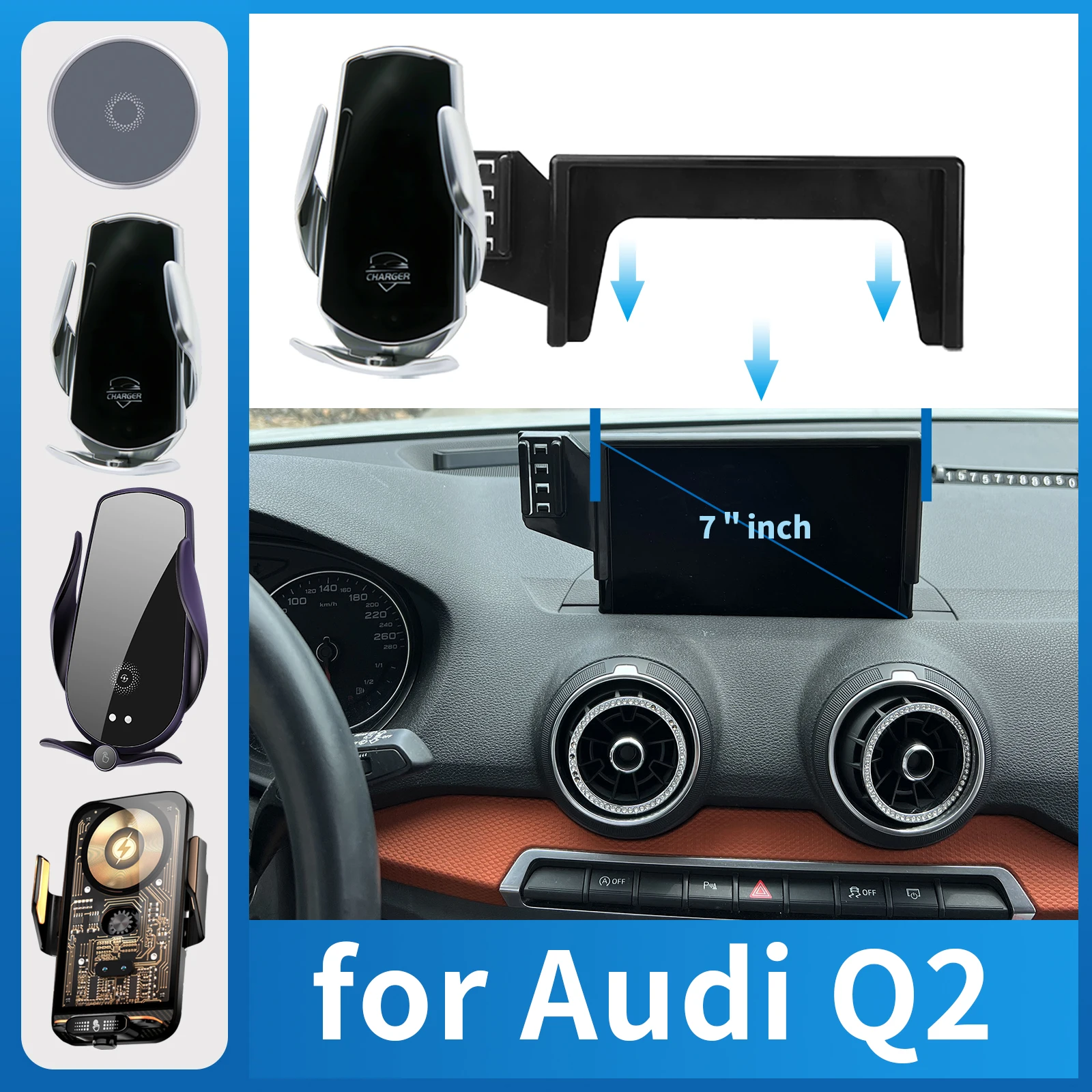 

Car Phone Holder for Audi Q2 7inch Charging GPS Bracket Navigation Stand Auto Accessories