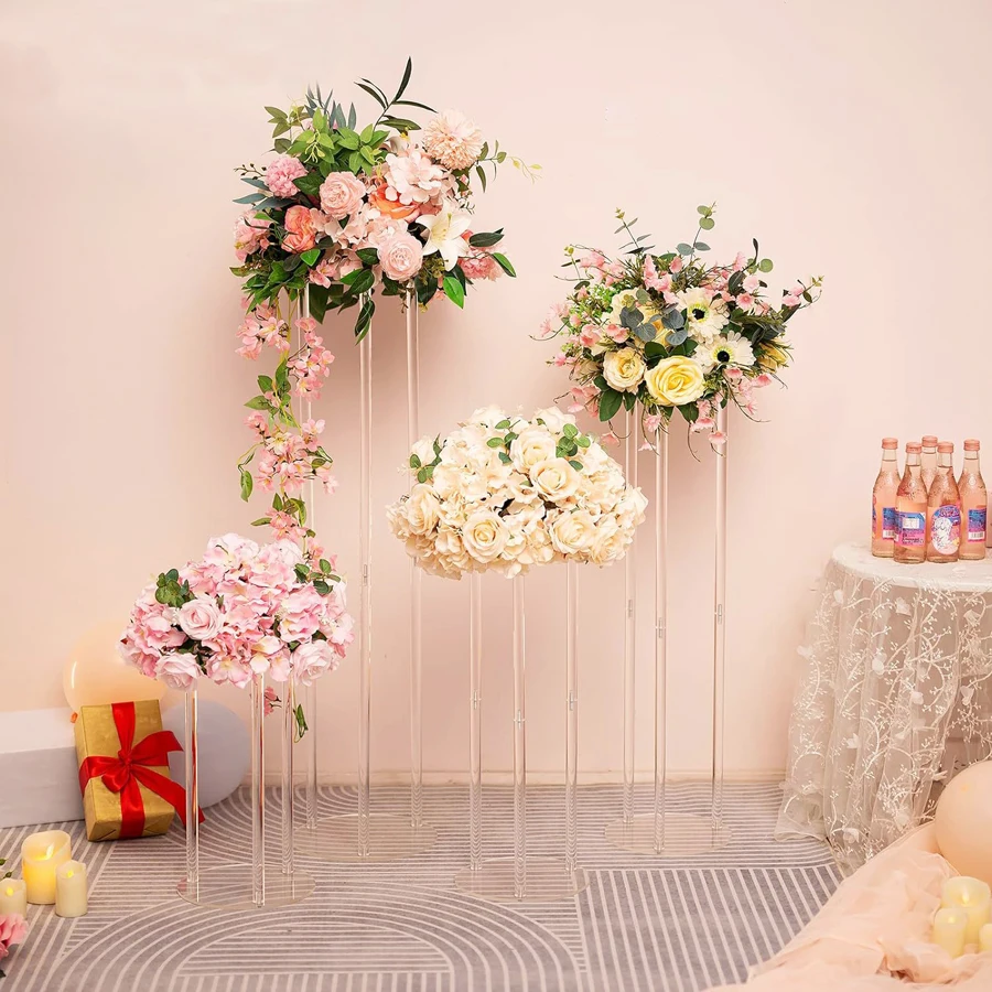 1Pc Acrylic Flower Display Stand Wedding Table Centerpieces Event Road Lead Party Modern Vase Tall Flower Stand For Decor