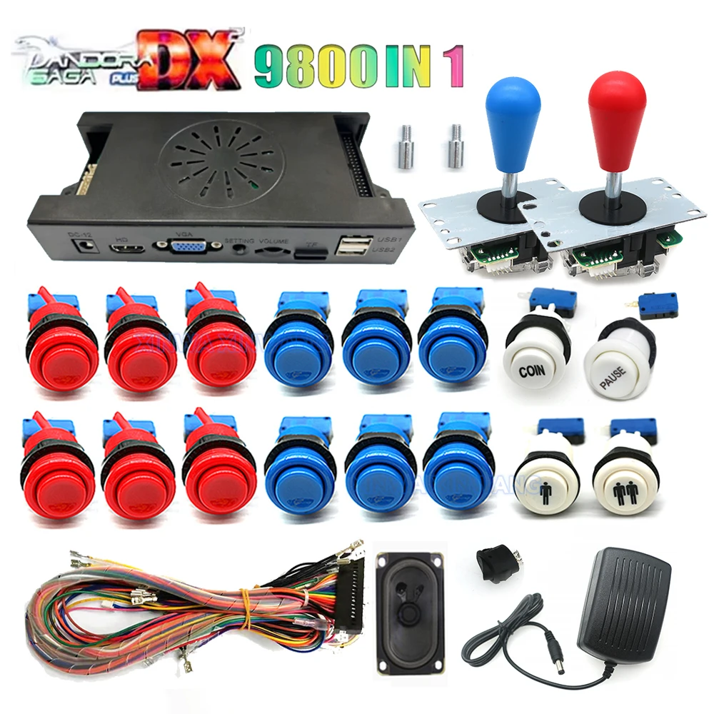 New 9800 In 1 Dx Pandora Saga Kit 2 Player Set For Arcade Game Machine DIY 8 Way American Joystick  And Button