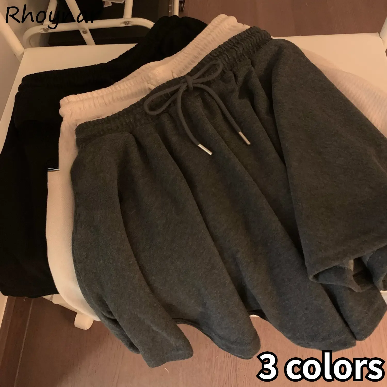 

Sporty Shorts Women Loose Soft S-3XL Summer Students Basic Solid High Waist Comfortable Ruffles Designed Young Simple Drawstring