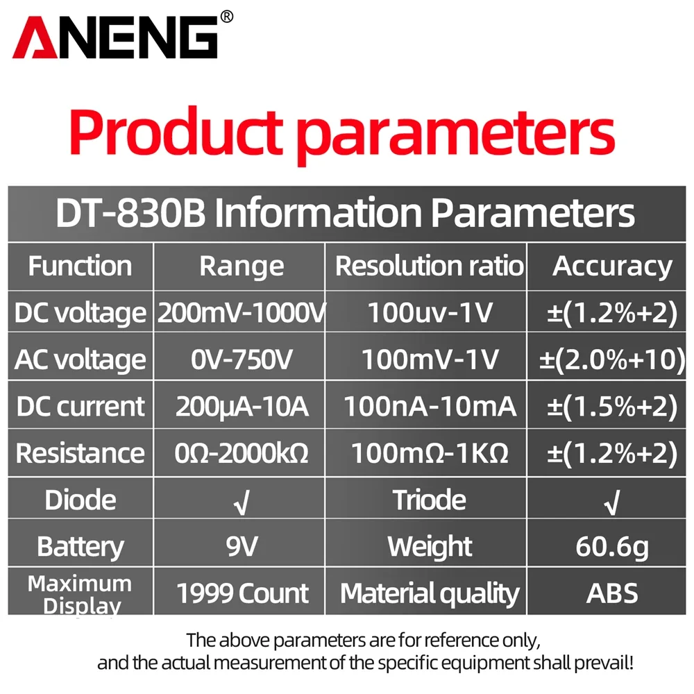 ANENG DT830B Multimeter Tester Handheld Multimetre Digital Multimeter Professionelle Multi Meter Multimetro Ohm Maltimeter Werkzeuge