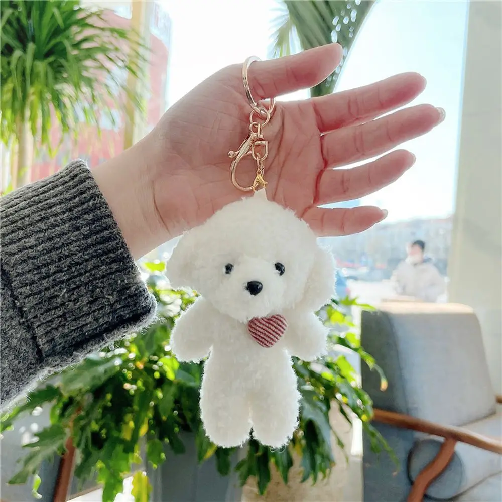 LLavero de felpa Kawaii para niñas y niños, Mini oso, conejo, perro, juguete de llavero de algodón suave, 11cm