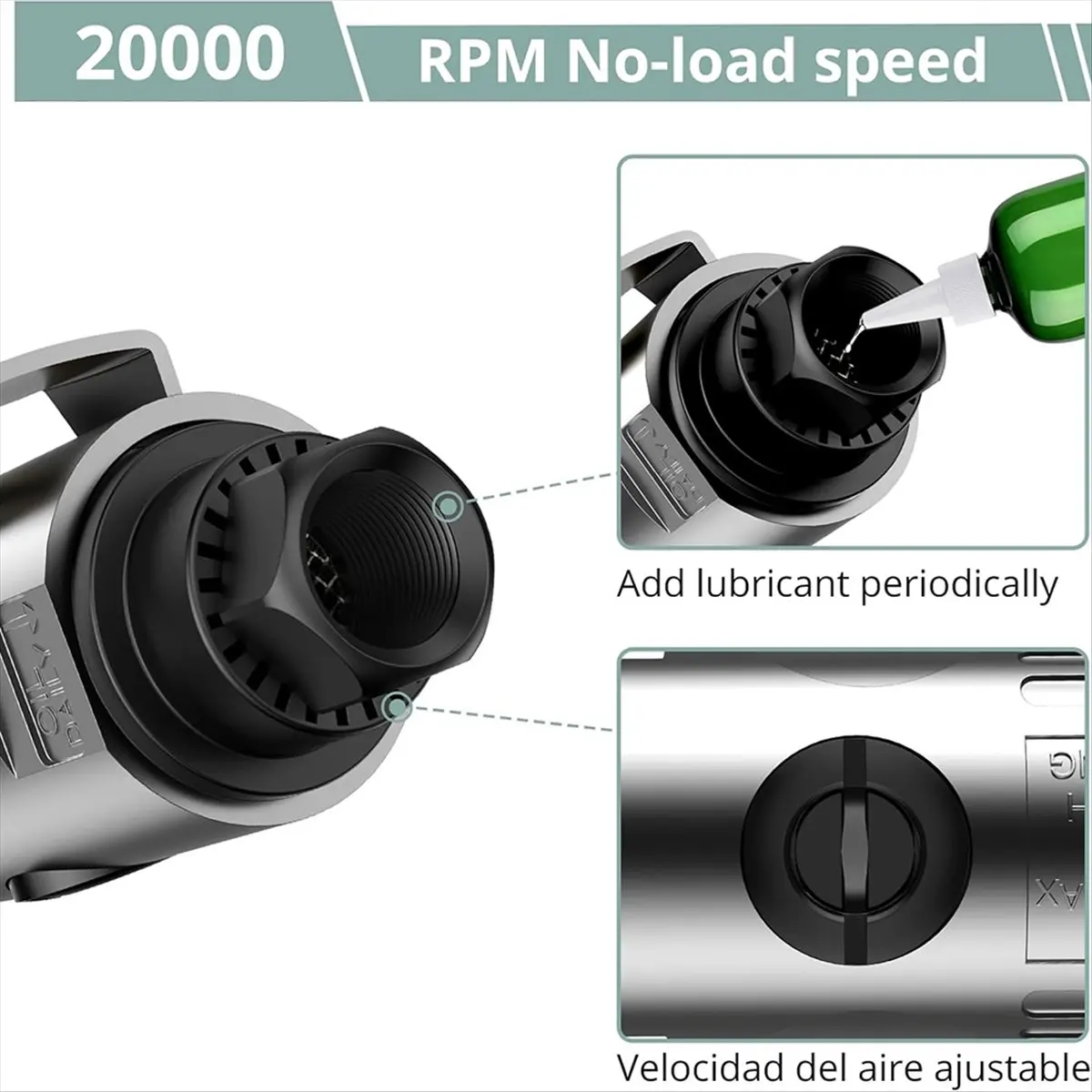(AIMA) Angle Air Die Grinder, 90 Degree Heavy Duty 20,000 RPM Compressed Sander Polisher Tool for Contour Grinding, Polishing B