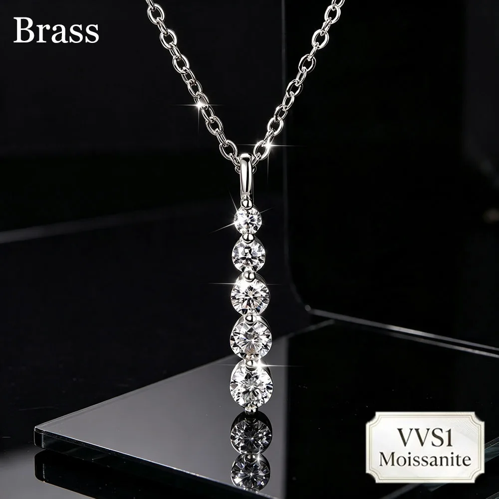 Bling VVS1 Moissanite Pendant Adjustable Necklace Brass 14K Gold Plated Inlaid With D Color Diamond Fine Hip Hop For Women Chain