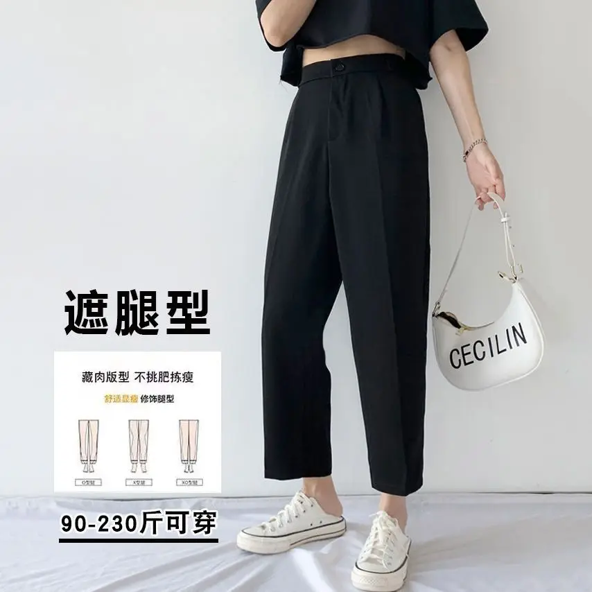 

Black Loose Fitting High Waisted Nine Point Suit Pants For Women's Spring And Autumn Summer Straight Leg Wide Leg Pants