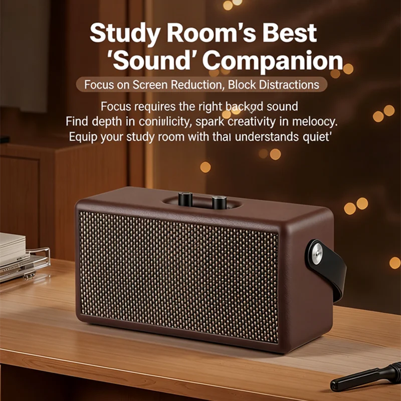 

Portable Retro Leather Bluetooth Speaker with Stereo And Enhanced Bass,Volume Control Knob,3.5mm AUX And USB Driven Rechargeable