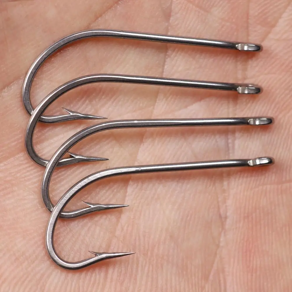 Wifreo 50PCS Stainless Steel O\'SHAUGHNESSY Long Shank Hook Freshwater Bait Fishing Clouser Minnow Saltwater Flies Tying Hooks