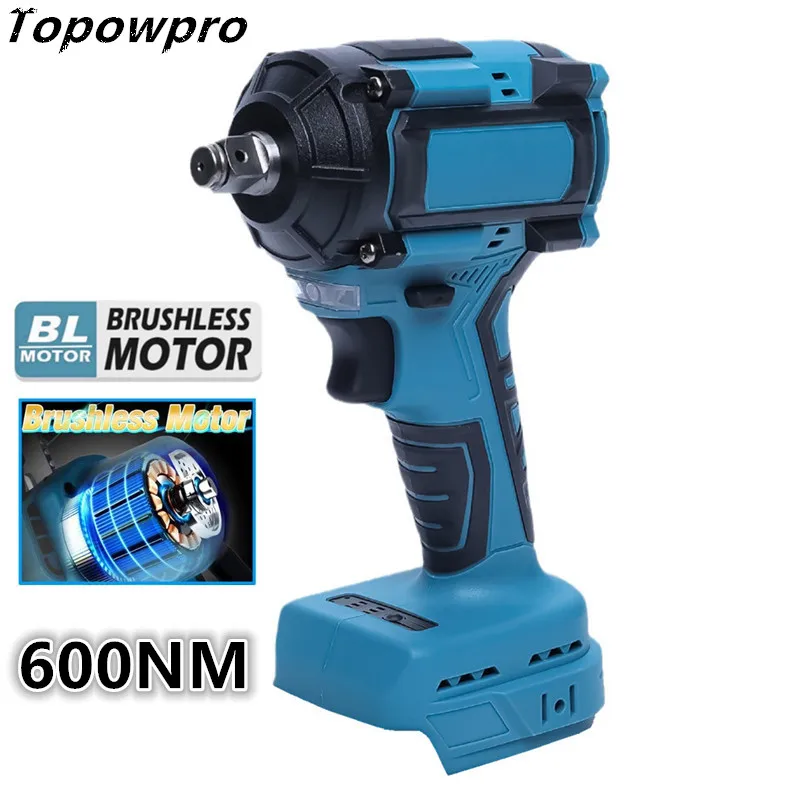 

18V 600NM Brushless Impact Wrench 1/2inch Cordless Rechargeable Power Tools Car Truck Repair For Makita Battery