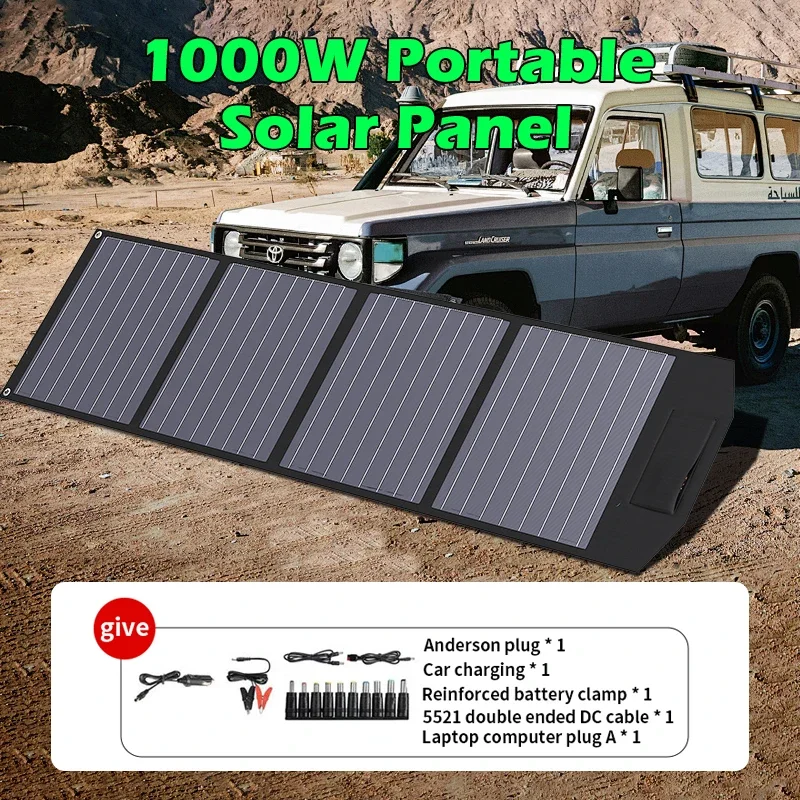 1000W Foldable Solar Panel Portable Charger USB+DC Power Supply Solar Panel Portable Power Supply for Outdoor Camping and Touris