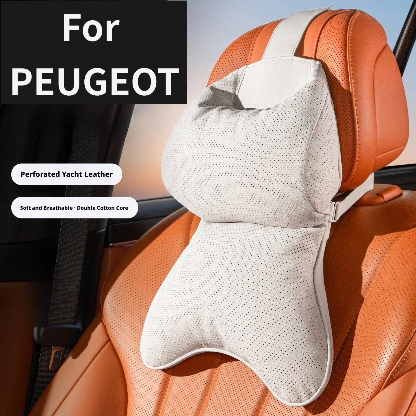 Suitable for Peugeot 3008 5008 508 / 508 SW Rifter Traveller Expert Nappa leather car headrest and shoulder protector integrater
