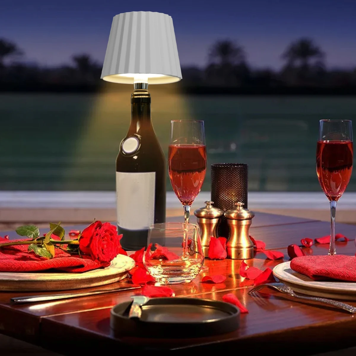 Lâmpada LED Dimmable Garrafa De Vinho, Luz De Mesa, Controle De Toque, USB Recarregável, Luz De Mesa, 3 Cores, 1800mAh