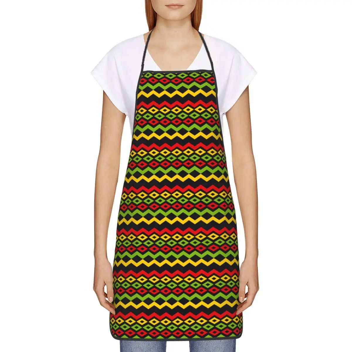 Custom Unisex Jamaica Reggae Rasta Stripe Kitchen Chef Cooking Baking Apron Women Men Tablier Cuisine for Painting