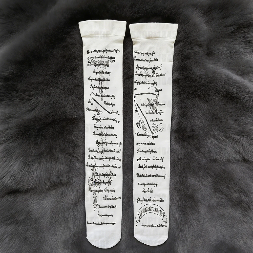 

Y2K Women's White Pantyhose Simple, Versatile for Daily Use, Elastic and Stretchable English Printed Pantyhose