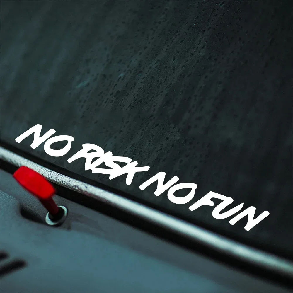 

22x2.4cm NO RISK NO FUN Car Sticker Styling Car Body Window Windshield Bumper Motorcycle Decor Vinyl Film Decal Auto Accessories