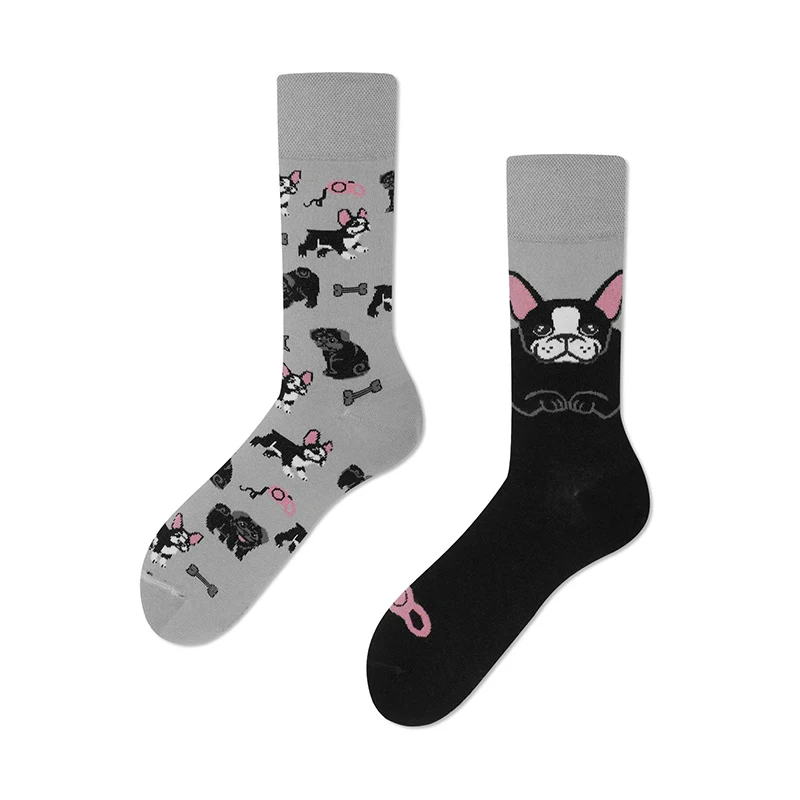 Cute Cartoon Bulldog Puppies Funny Dogs Crew Socks Unisex Women Men Harajuku Cotton Socks Novelty Hip Hop Skateboard Socks Gifts