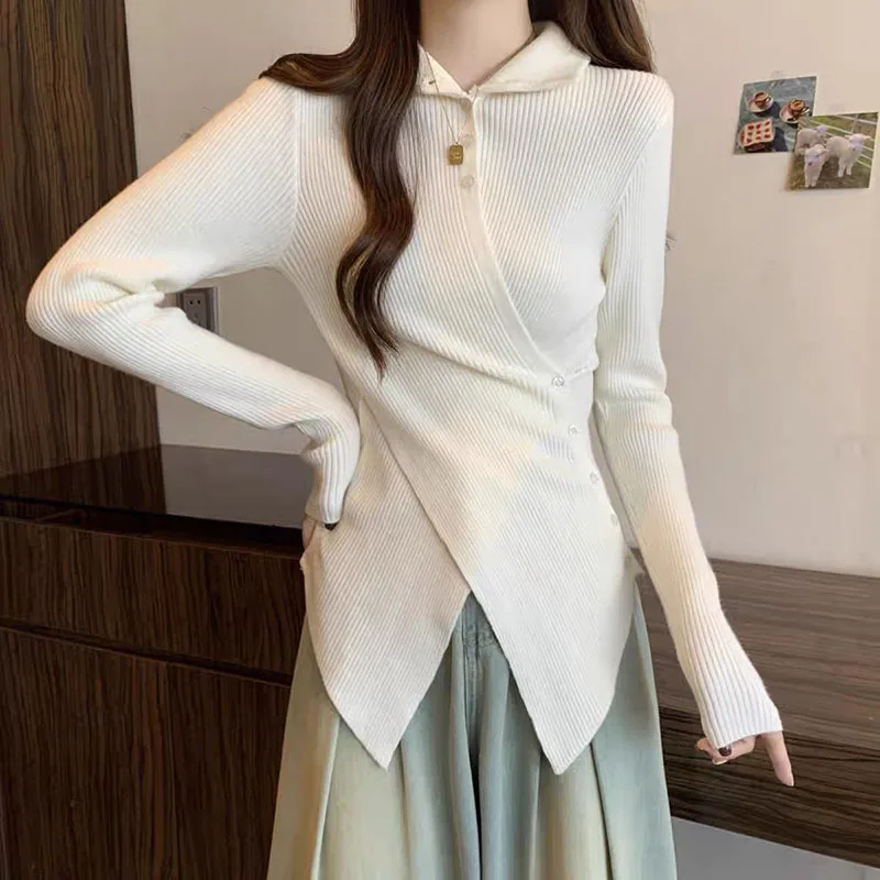 

Women's Black Gothic Pullover Knitted Sweater Vintage Y2K Turtleneck Long Sleeves Jumpers Female Korean Fashion Slim Sweaters