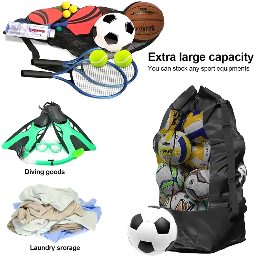 1PCS Heavy Duty Sports Ball Bag - Thickened Mesh Drawstring Bag for Basketball, Volleyball, Baseball, Soccer & Swimming Gear