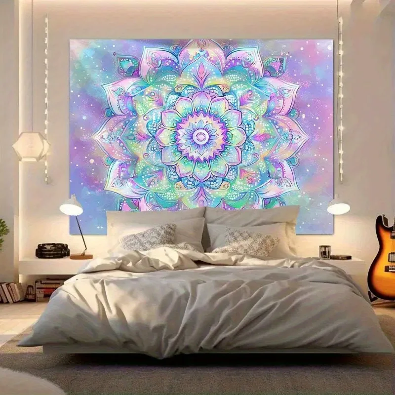 Multicolor Mandala Bohemio  Gran Tamaño, Hecho  Fibra  Poliéster, Ial para Salas  Estar, Dormitorios, coracion