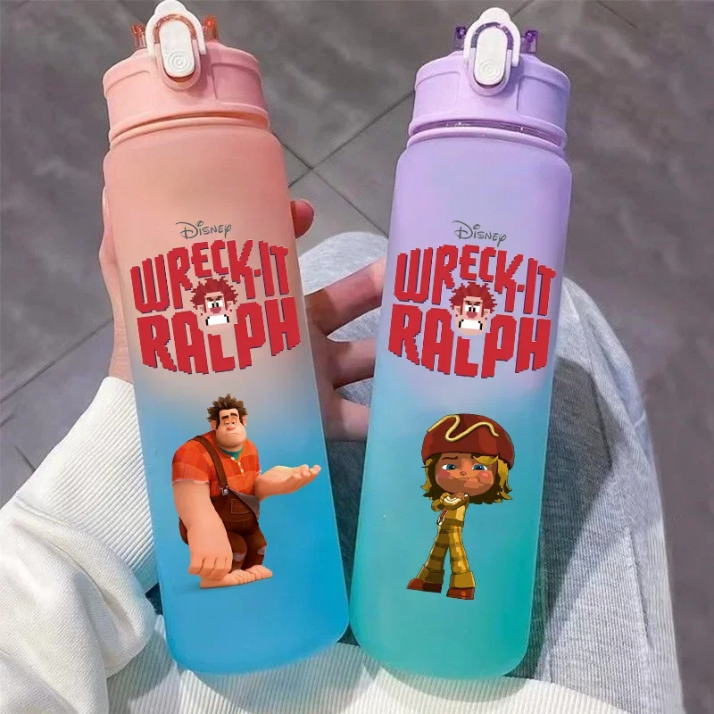 750ML Wreck It Ralph Children's Large Capacity Plastic Water Cup Student Leak Proof Water Bottle Portable Gradient Water Cup