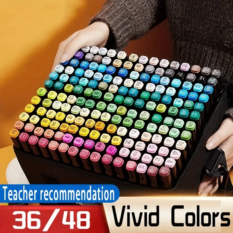 36/48 Colorful Markers:Great for Artists & Students, Writing & Vivid Results, Quick-Drying, Non-Bleeding Markers for All Artists