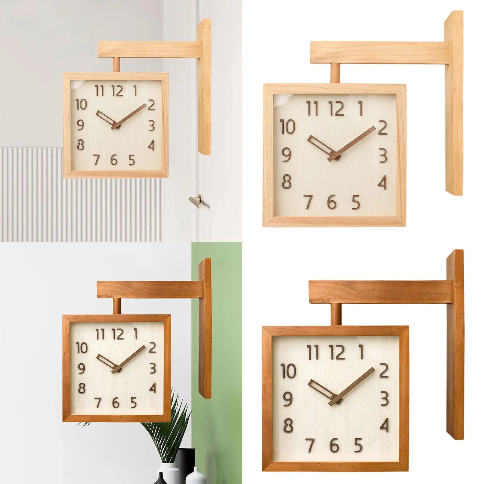 

Wall Clock Double Sided Easy to Read Decorative Small Hanging Clock Home Decoration for Kitchen Office Bedroom Living Room Hotel