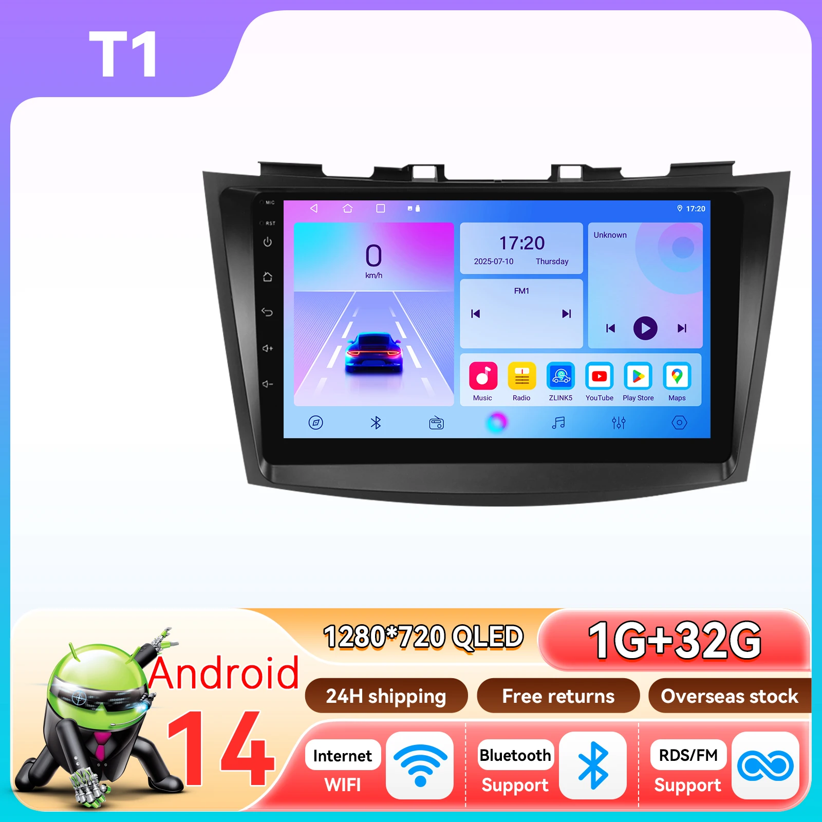 Hizpo 8Core 2Din AI Android 14 Autoradio Voor Suzuki Swift 4 2011-2015 Auto Multimedia GPS 4G Carplay door Qualcomm Snapdragon6115