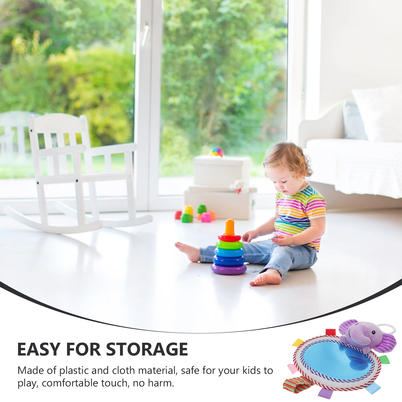 

Developmental Baby Cognitive Mirror Colorful Design Safe Material Shower Gift Car Backseat Infant Visual Hearing Mirror