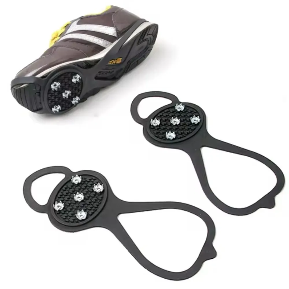 2 pçs inverno antiderrapante 5 dentes pinça de gelo para sapatos crampons pinça de gelo pico apertos grampos para neve studs escalada caminhadas cobre