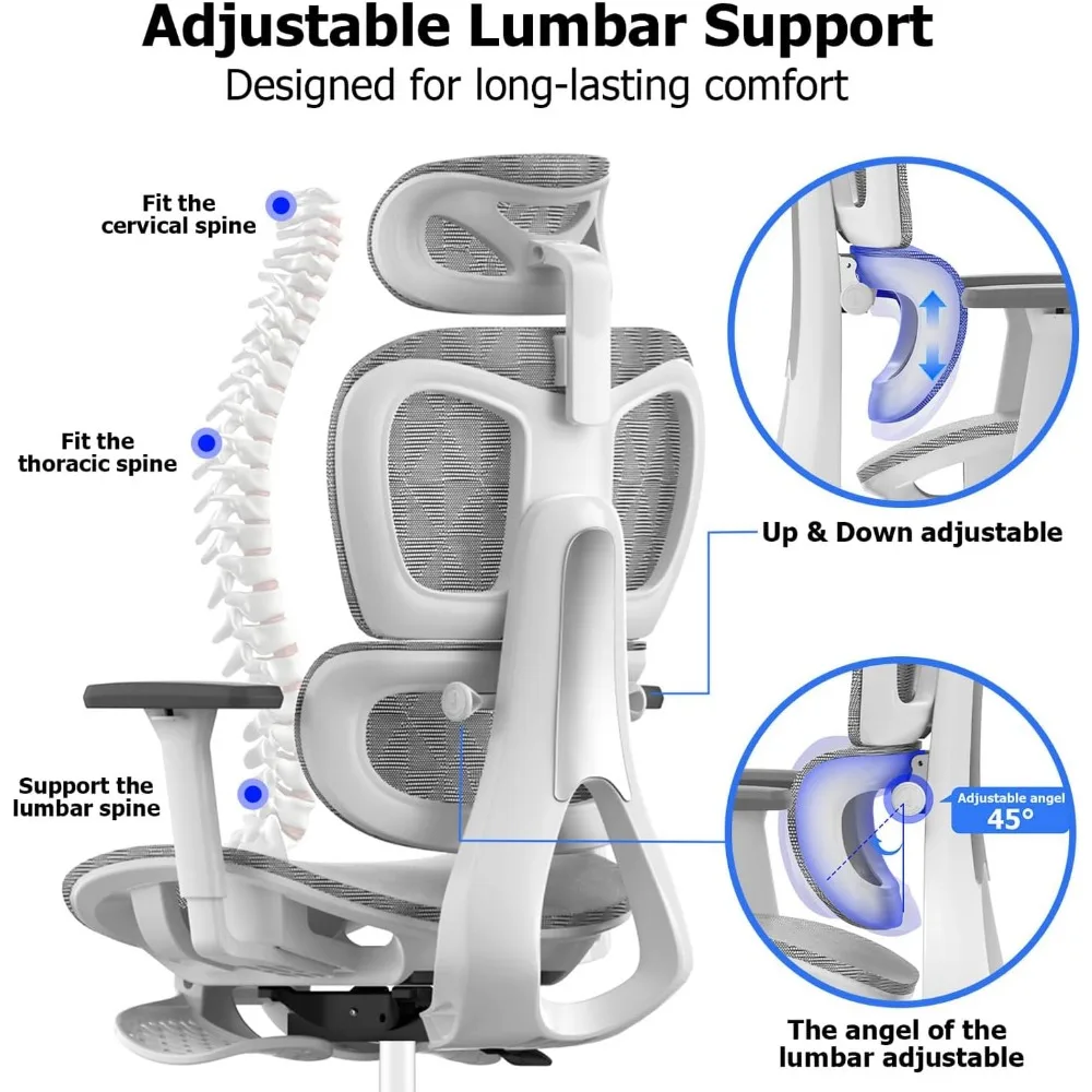 Silla de oficina ergonómica de malla con reposabrazos ajustable 3D, silla de ordenador de escritorio de Espalda alta, silla de oficina ergonómica Ergo3d