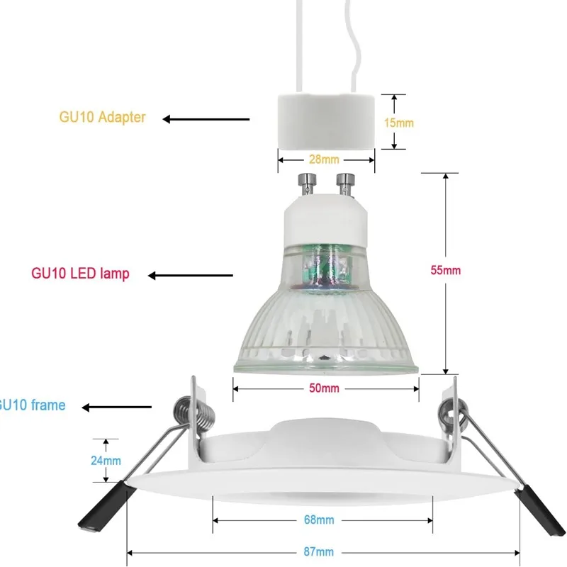 MR16 GU10 LED النازل الإطار تركيبات مستديرة قابل للتعديل النازل Led أصحاب انقطاع لحامل لمبة راحة LED بقعة ضوء