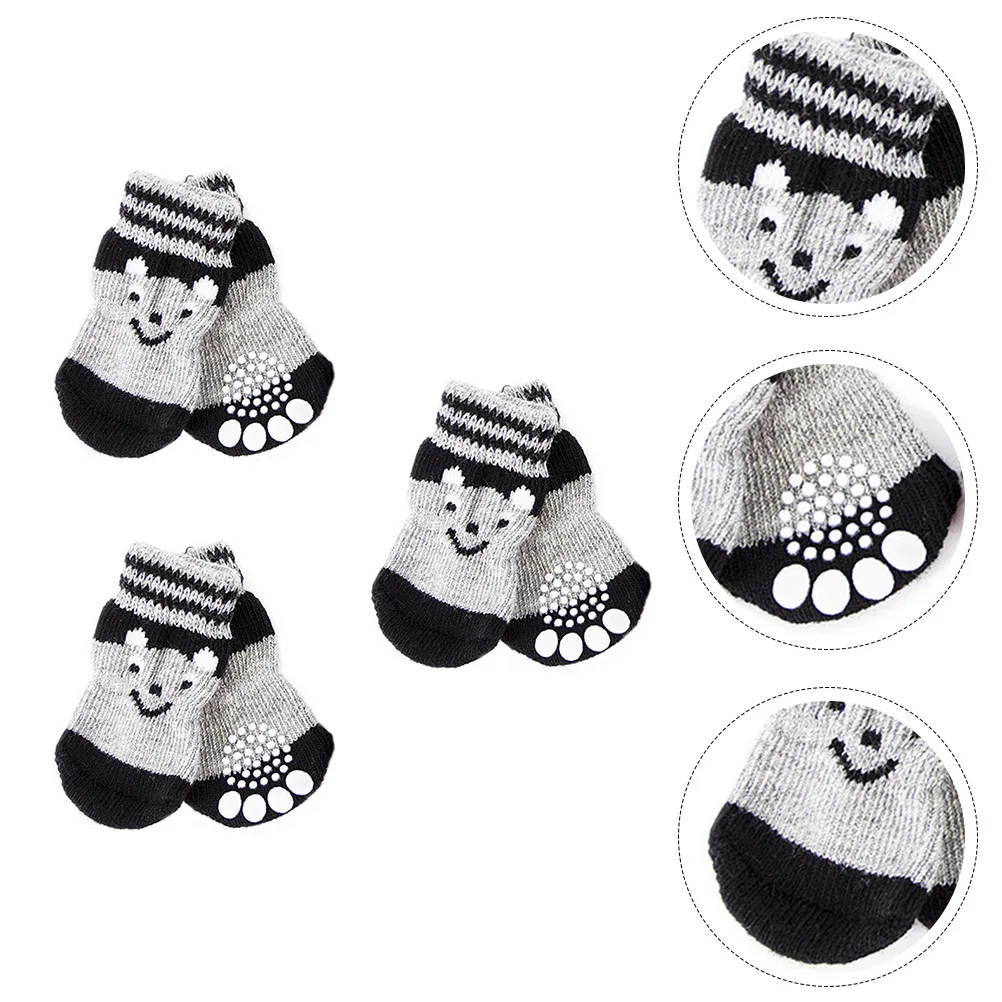 

3 Pairs Pet Socks Dog Socks Non Slip Cotton Warm Footwear Paw Protectors Anti Slip Sole Hardwood Floors Nail Scratch Protection